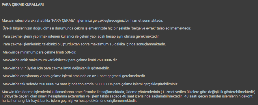 maxwin para çekme kuralları